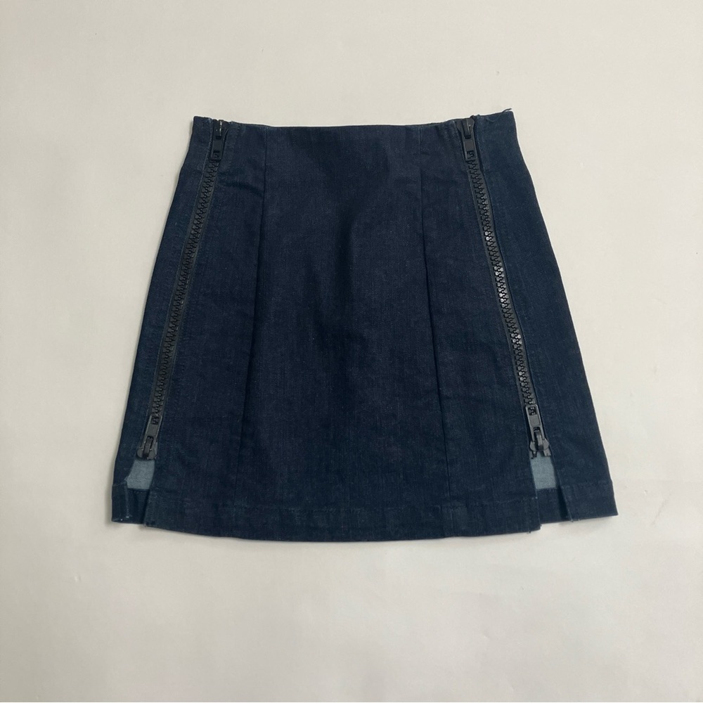 CARMAR darkwash denim side zip denim mini